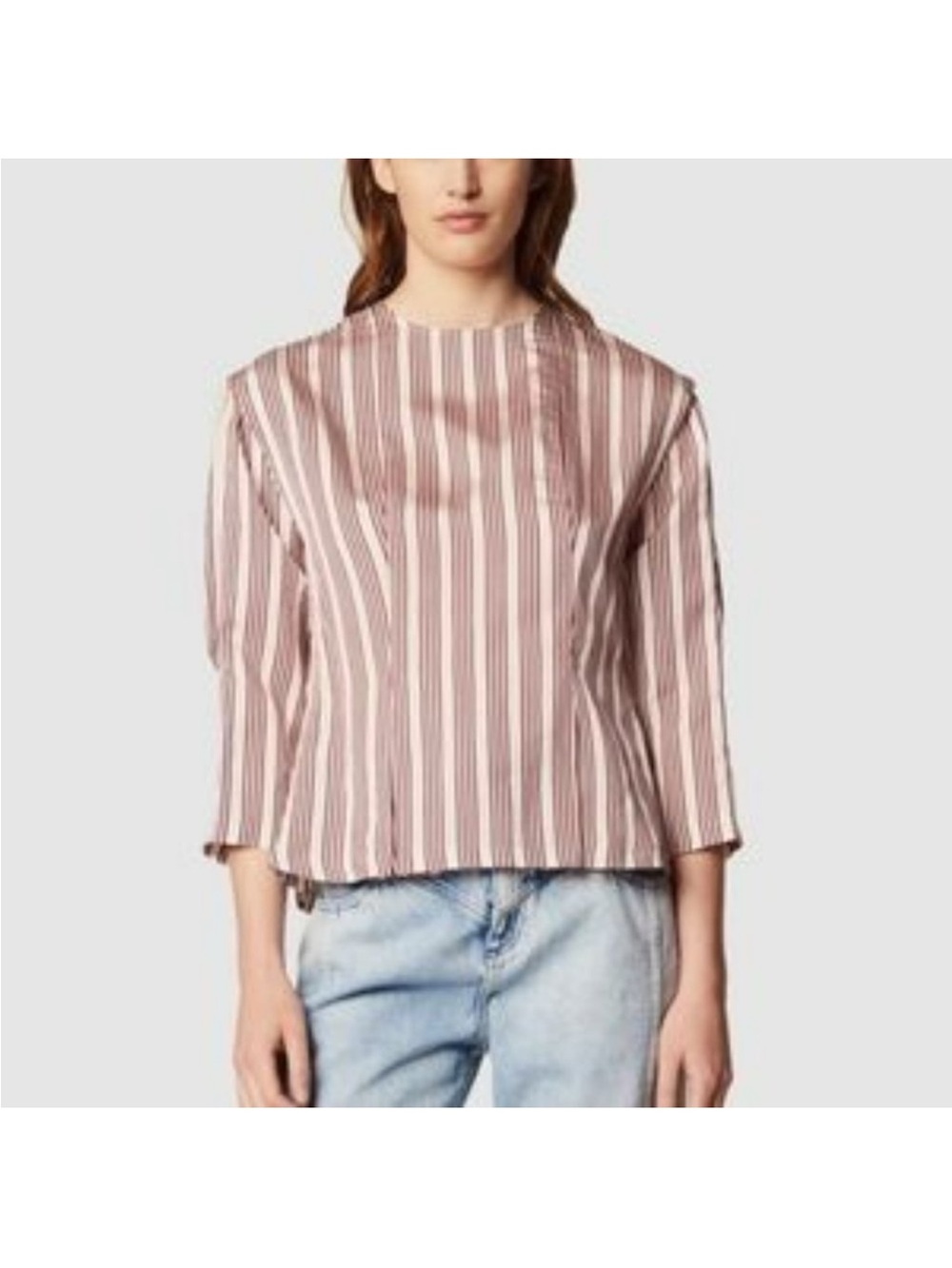 NWT Sandro Iman Pleated Back Snap Blouse